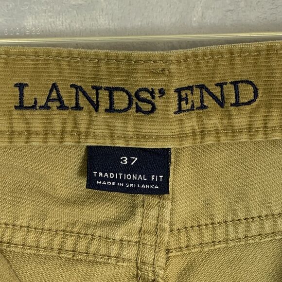 Lands End Pants Mens 37 X 28 Beige Chino Corduroy Khaki Casual Preppy - Picture 7 of 8